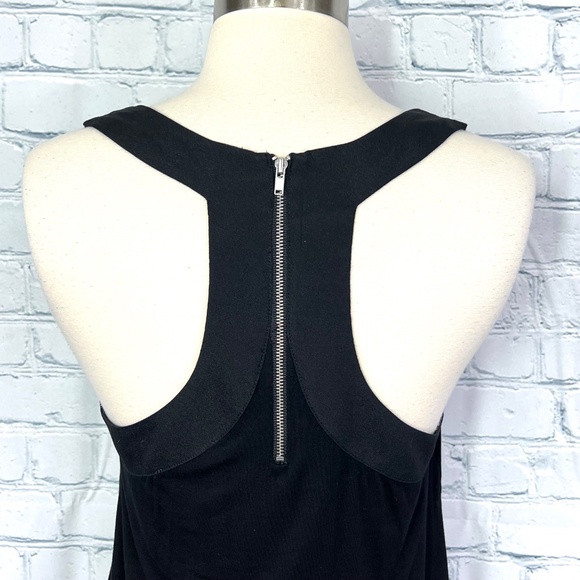 🔥2/$10 |•TROUVÉ•| Black Zip Up Racerback Scoop Neck Tank Top Size Small - Picture 6 of 11